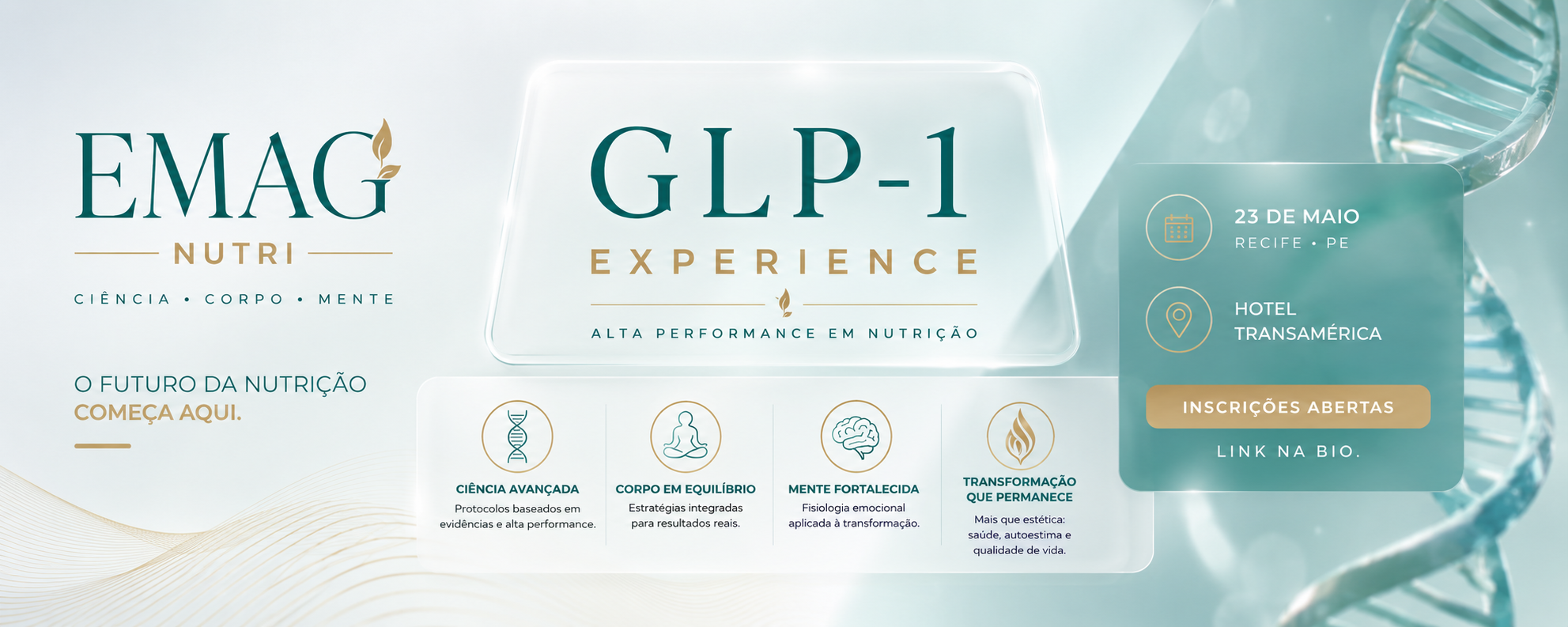 Arte oficial — GLP-1 Experience, 23 de maio, Recife/PE, Hotel Transamérica